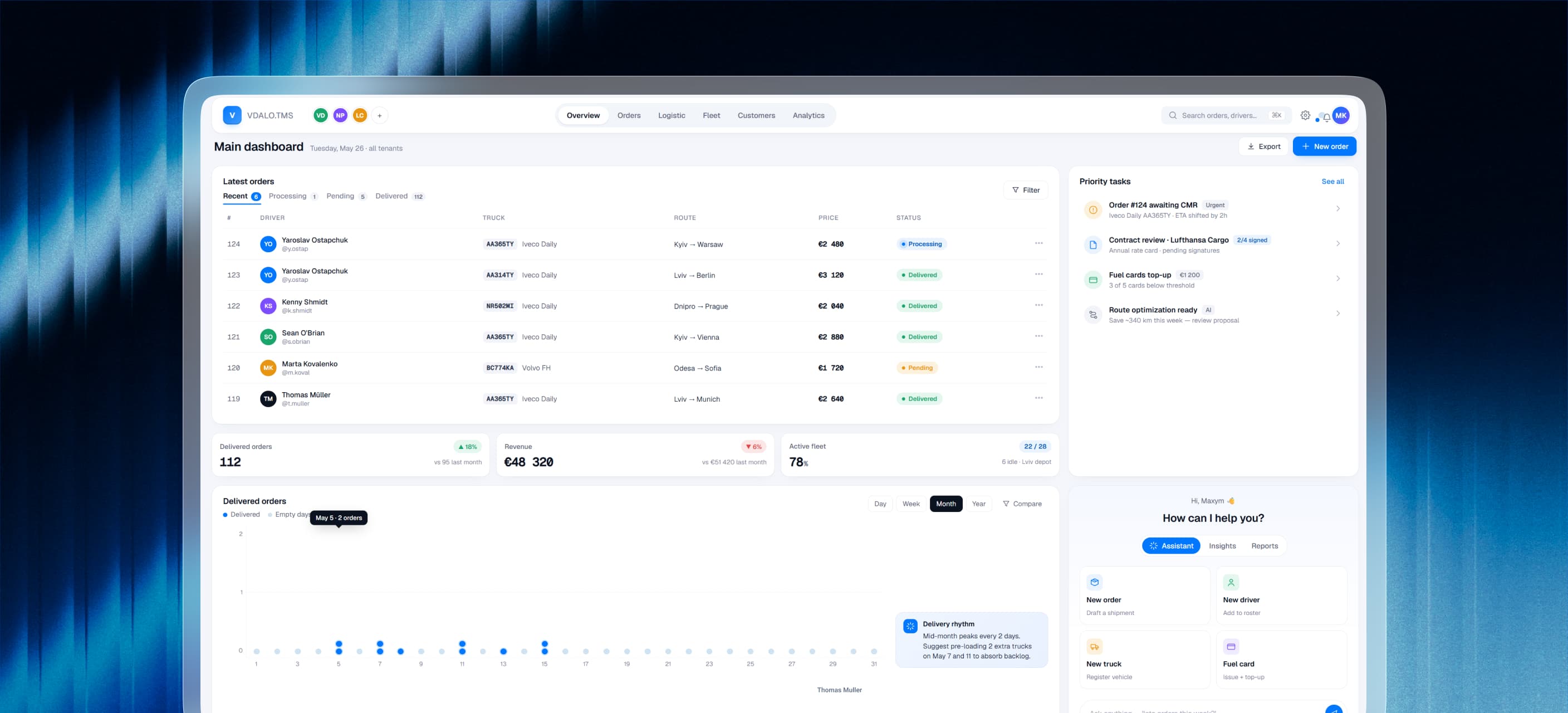 Automate cargo delivery from order creation to closure